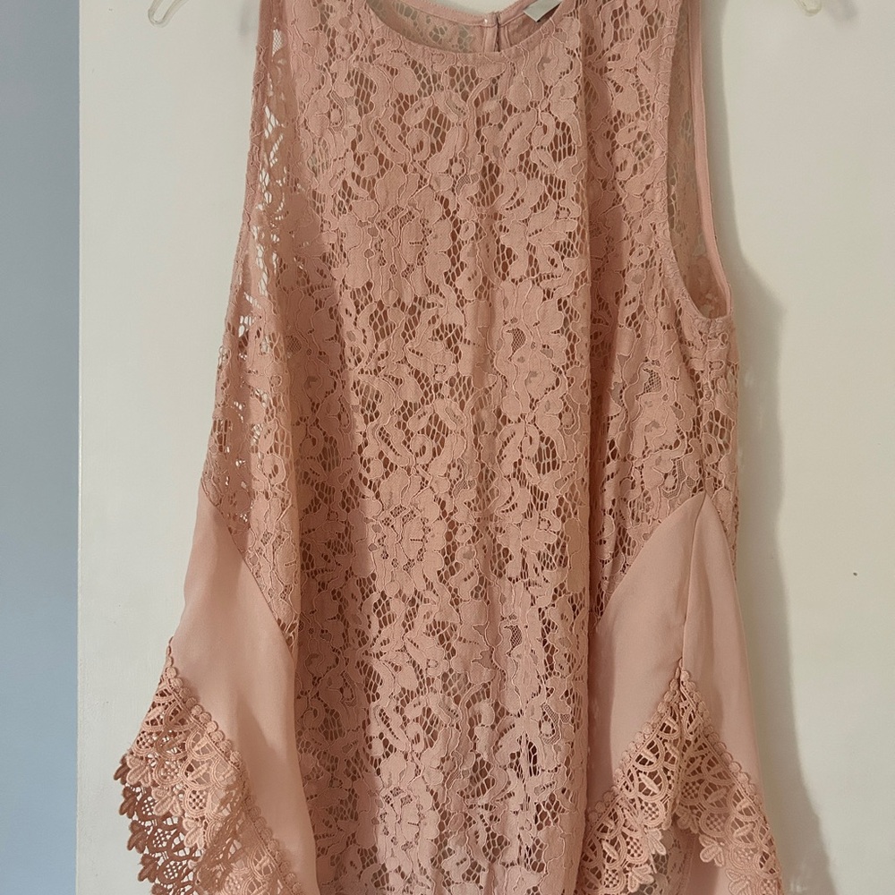 Pink Lace Sleeveless Top